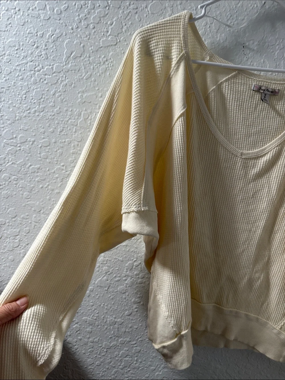 FREE PEOPLE Cream Waffle-Knit Santa Clara Thermal Size Medium